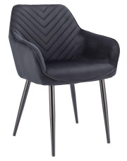 Czarne welurowe krzesło z podłokietnikami - Erfo w sklepie Edinos.pl