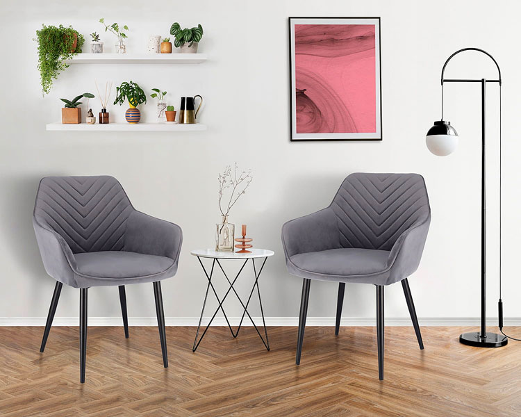 Szare krzesło z podłokietnikami Safiano