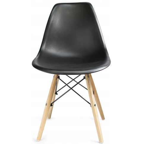 czarne krzesło na drewnianych nogach Huso 3X