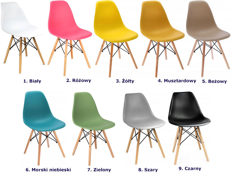 Kolory krzesła skandynawskiego Huso 3X