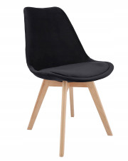 Czarne welurowe krzesło na drewnianych nóżkach - Anio w sklepie Edinos.pl