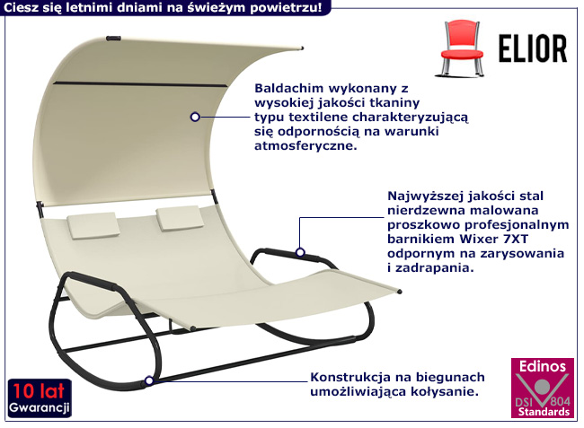 Bujany leżak ogrodowy Viris kremowy