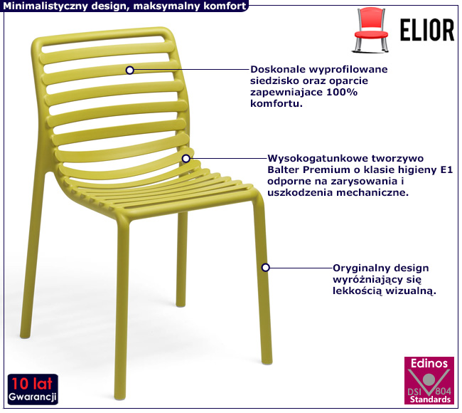 Żółte minimalistyczne krzesło do ogrodu Elgo