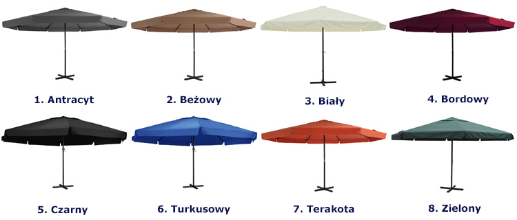 Parasol ogrodowy Glider kolory