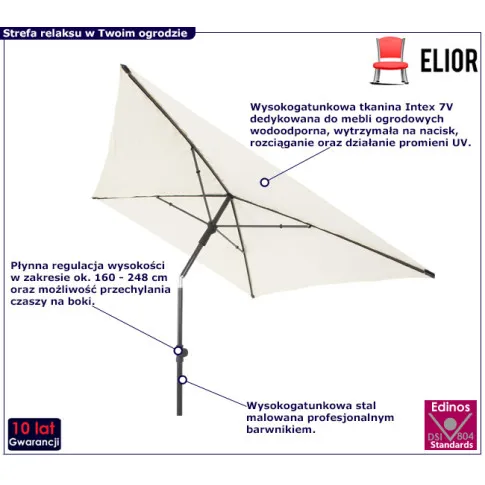 Kremowy regulowany parasol do ogrodu Pevo