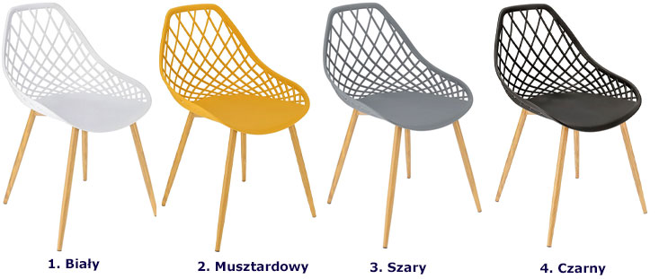Kolorowy ażurowego krzesła z drewnopodobnymi nogami Kifo 3X