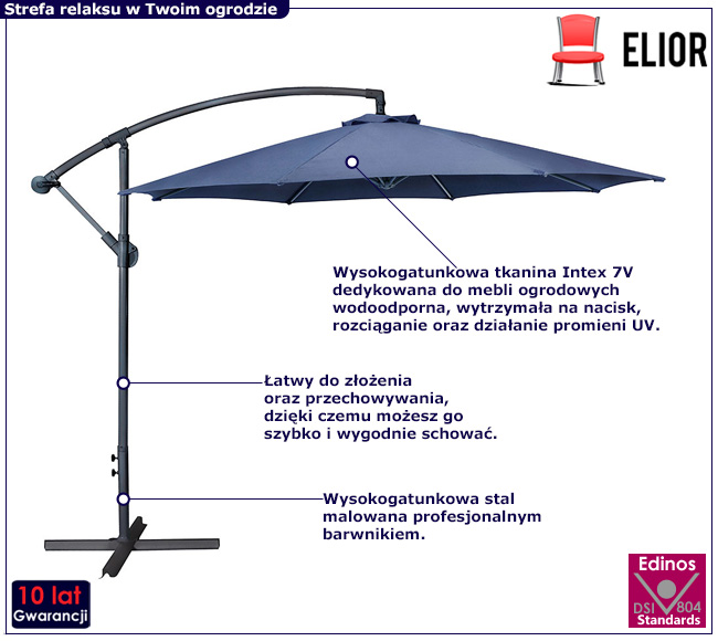 Granatowy parasol ogrodowy Gavina