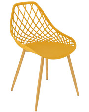Musztardowe ażurowe krzesło do nowoczesnej jadalni - Kifo 3X