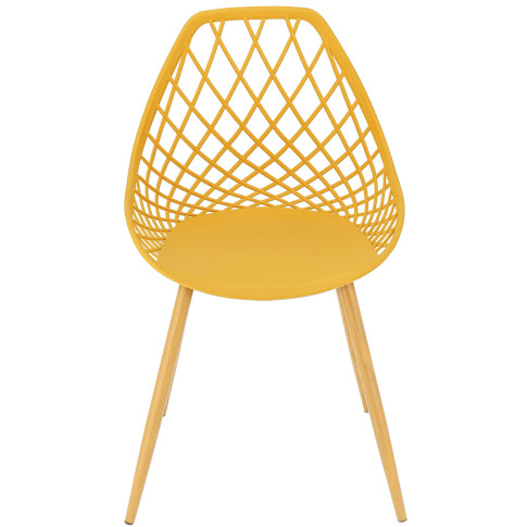 musztardowe krzesło z ażurowym oparciem Kifo 3X