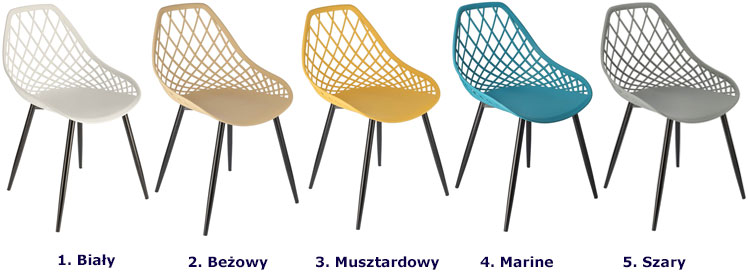 Kolorowy ażurowego krzesła z czarnymi nogami Kifo 4X