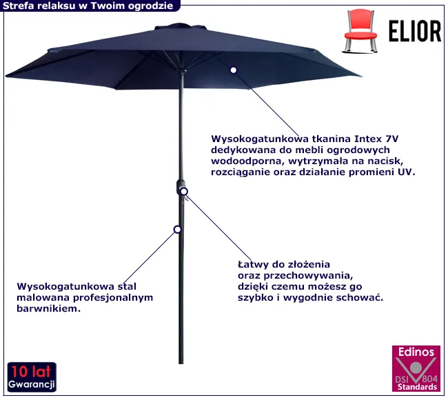 Granatowy parasol do ogrodu Tony