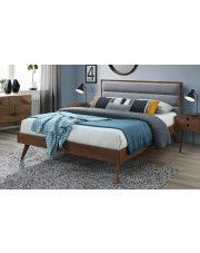 Łóżko sypialniane Otto 160x200 cm - szare + orzech w sklepie Edinos.pl