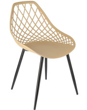 Beżowe metalowe krzesło z ażurowym siedziskiem - Kifo 4X