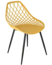 Musztardowe krzesło kuchenne z ażurowym oparciem - Kifo 4X