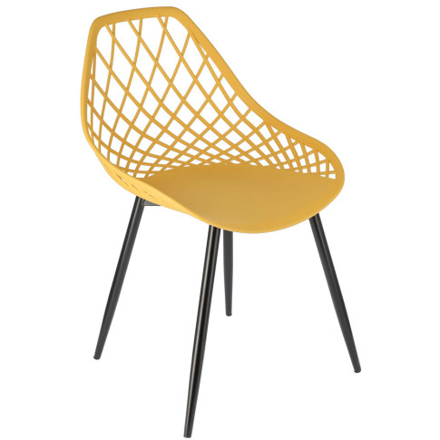musztardowe krzesło metalowe ażurowe Kifo 4X