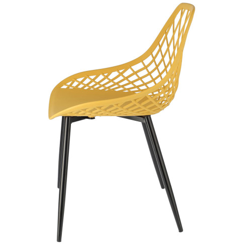 musztardowe krzesło metalowe ażurowe oparcie Kifo 4X