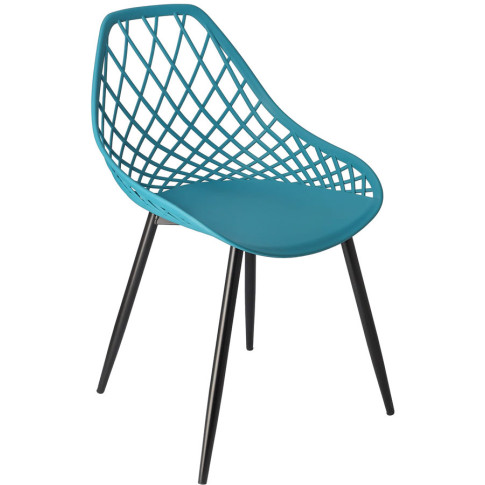 ażurowe nowoczesne krzesło kuchenne morski niebieski Kifo 4X