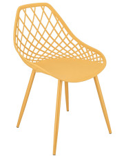 Musztardowe krzesło ażurowe do stołu - Kifo 5X w sklepie Edinos.pl