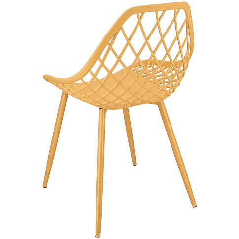 musztardowe krzesło kuchenne ażurowe do jadalni nowoczesnej Kifo 5X
