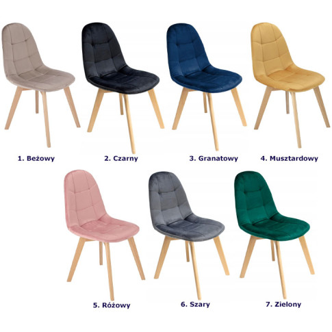 kolory welurowego pikowanego krzesła skandynawskiego Oder