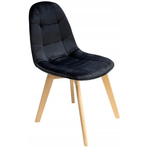 czarne pikowane krzesło welurowe w stylu skandynawskim Oder