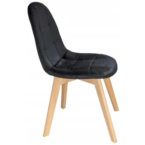 czarne tapicerowane drewniane krzesło kuchenne Oder