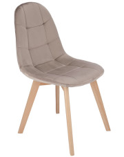 Beżowe welurowe krzesło tapicerowane - Oder w sklepie Edinos.pl
