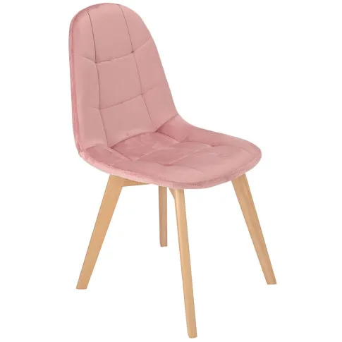 różowe welurowe krzesło drewniane kuchenne Oder