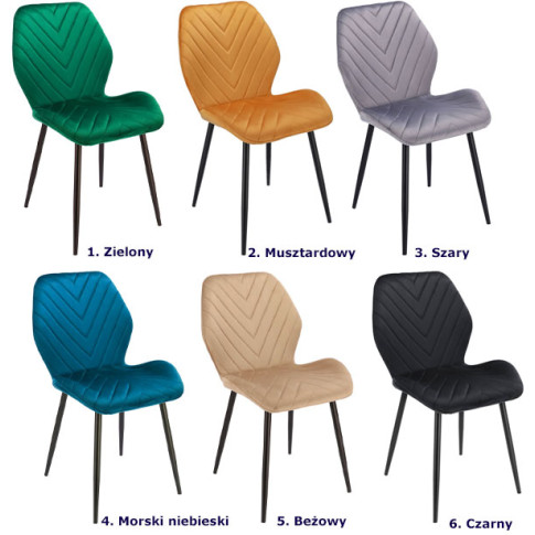 kolory krzesla welurowego z przeszyciami w jodełkę Upio