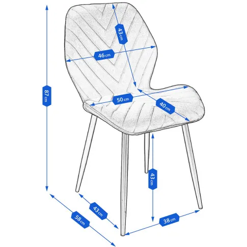 wymiary welurowego metalowego krzesła Upio