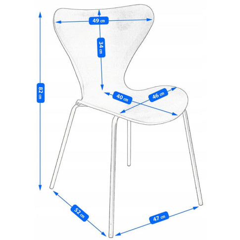 wymiary metalowego minimalistycznego krzesła Bico