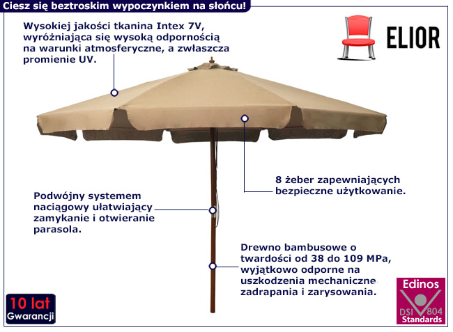 Parasol ogrodowy Toria w kolorze toupe