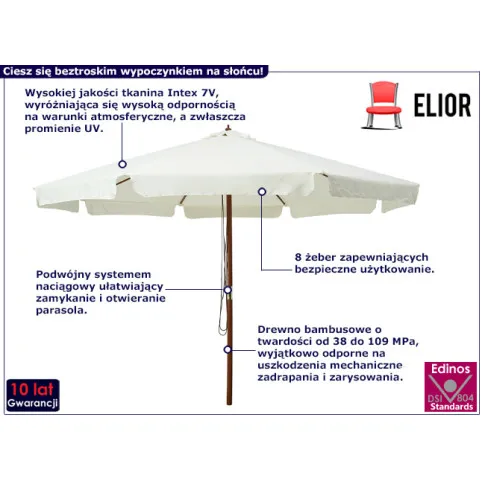 Okrągły parasol ogrdowy Karcheros kolor piaskowa biel