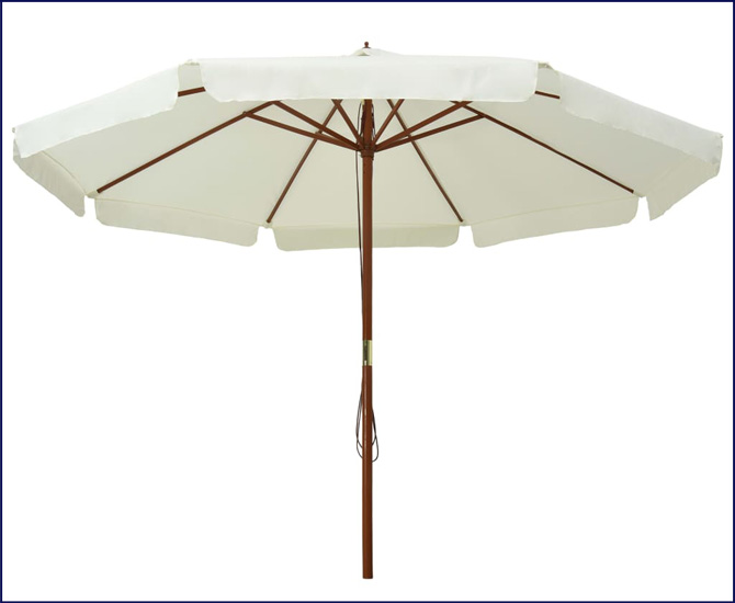 Okrągły parasol do ogrodu Karcheros w kolorze piaskowa biel