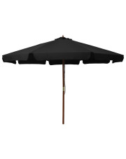 Czarny parasol ogrodowy z bambusowym stelażem - Karcheros