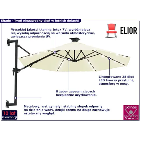 Parasol ogrodowy elewacyjny Shade kolor piaskowy