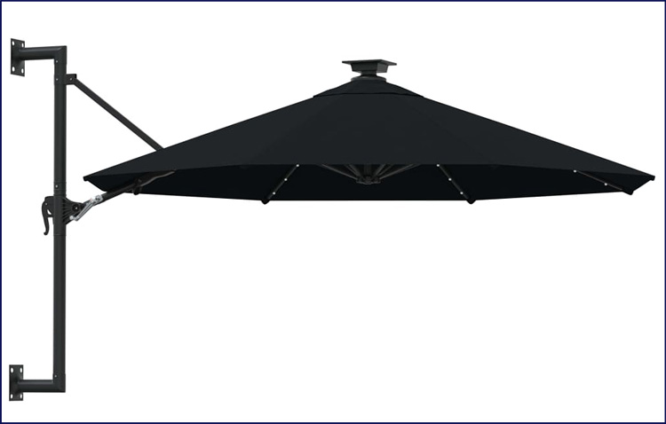 Okrągły parasol ścienny Shade kolor czarny