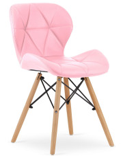 Różowe krzesło kuchenne tapicerowane ekoskórą - Zeno 3X w sklepie Edinos.pl