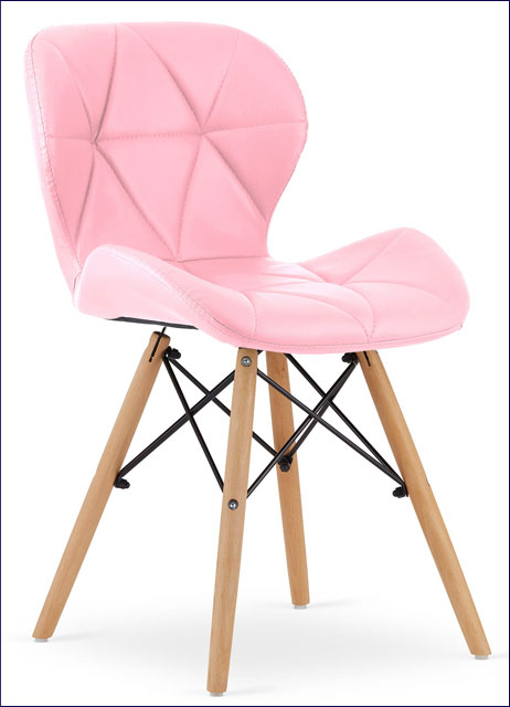 Różowe krzesło tapicerowane skórą ekologiczną do salonu Zeno 3X