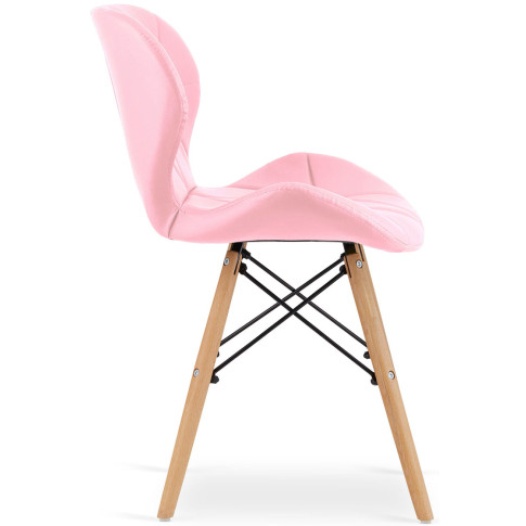różowe nowoczesne pikowane krzesło tapicerowane skóra ekologiczna Zeno 3X