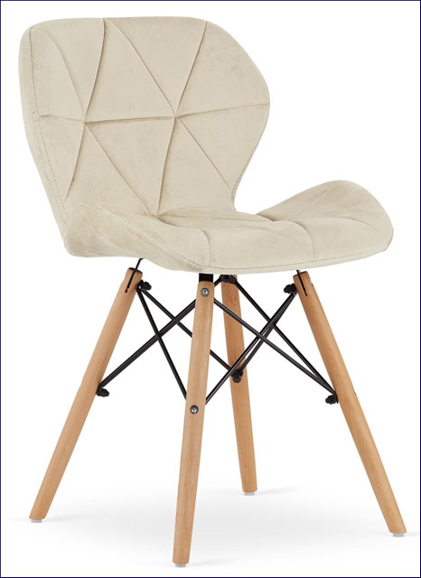 Beżowe pikowane krzesło do jadalni nowoczesnej Zeno 4X