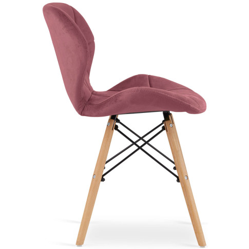 ciemnoróżowe pikowane krzesło kuchenne drewniane Zeno 4X