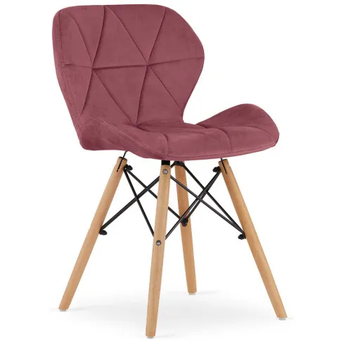 welurowe pikowane krzesło do jadalni ciemny różowy Zeno 4X