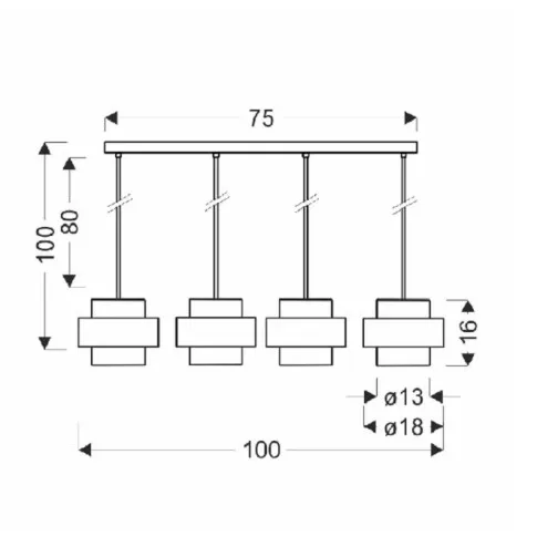 Poczwórna nowoczesna czarna metalowa lampa wisząca V100-Benoti