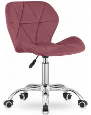 Welurowy pikowany fotel obrotowy ciemny róż - Renes 4X