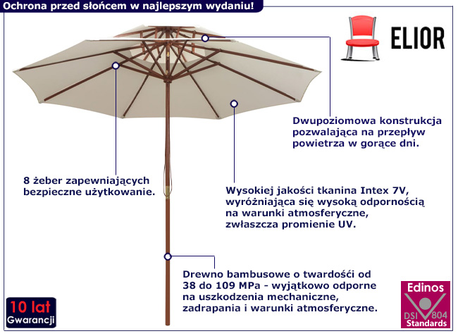 Kremowy parasol dwupoziomowy Serenity