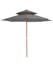 Okrągły parasol ogrodowy z drewnianym słupkiem antracyt - Serenity