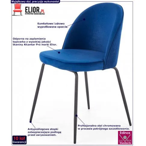 Fotografia Krzesło tapicerowane Elva - granatowe z kategorii Krzesła