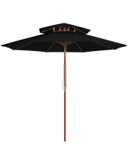 Czarny parasol ogrodowy z podwójnym daszkiem - Serenity