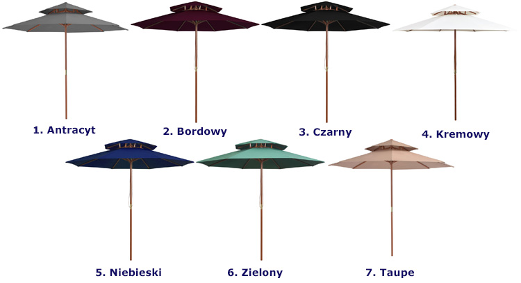 Parasol ogrodowy Serenity kolory